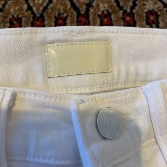 MOTHER Chalk Ivory High Waisted Rascal Ankle Fray Jeans - Picture 7 of 11